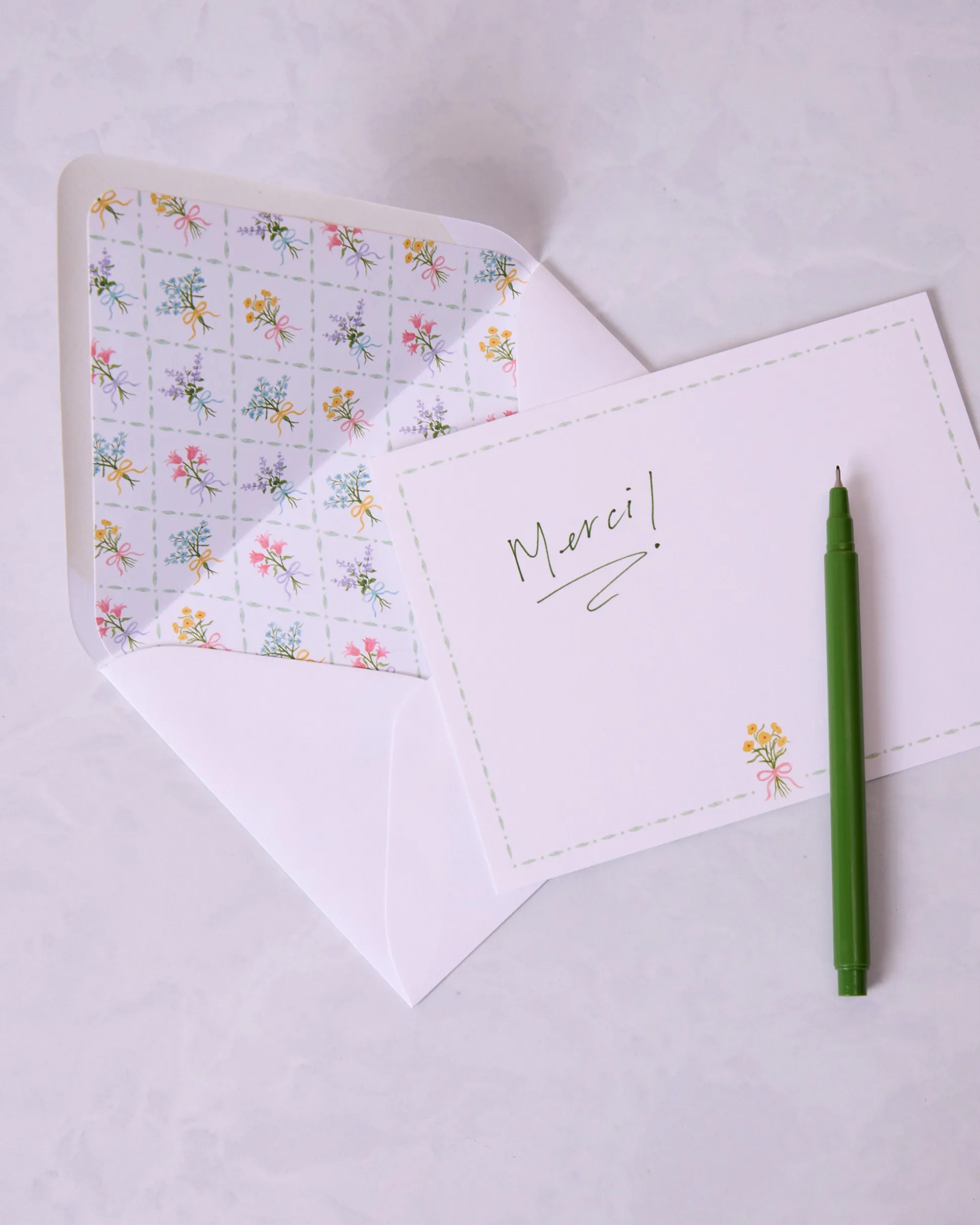 Bow Bouquet Notecard Set in Cream