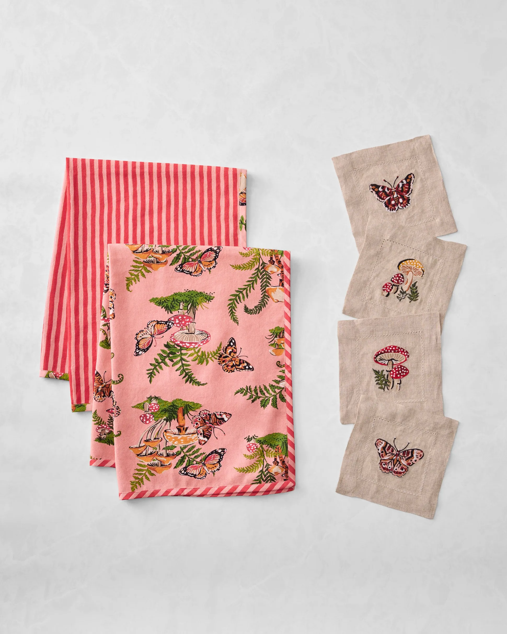 Cocktail Napkins & Tea Towels Bundle in Butterfly Forager