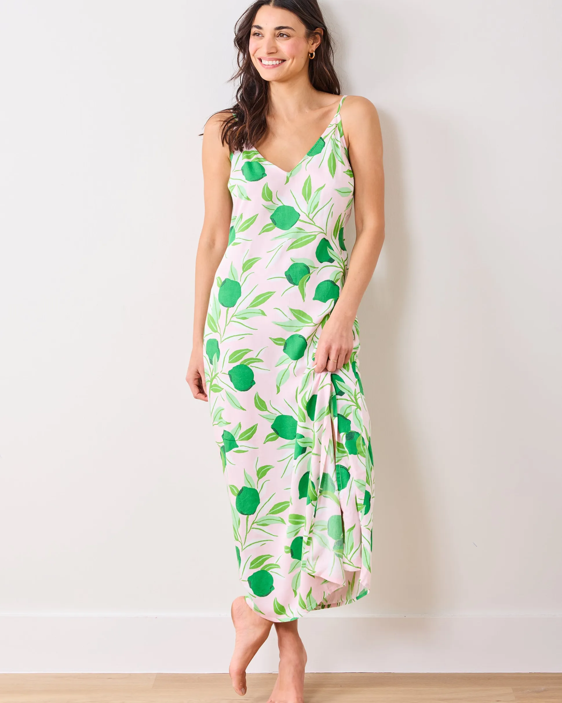 Eco Satin Chic To Sleep Nightie in Lime Zest