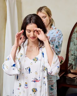 Eco Satin Glam Mini Robe in Happily Ever After
