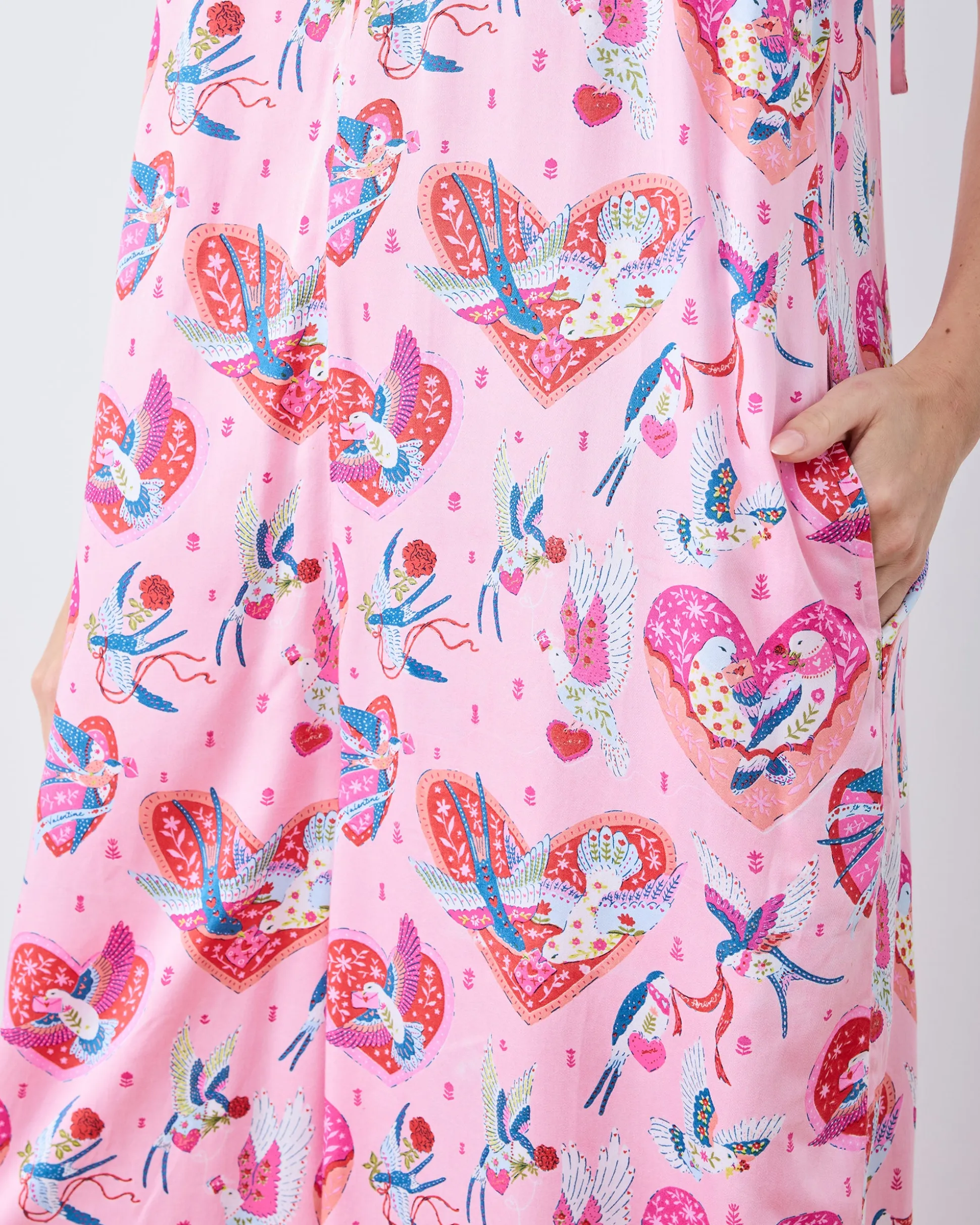 Eco Satin Jaipur Jumpsuit in Swooning Sparrows