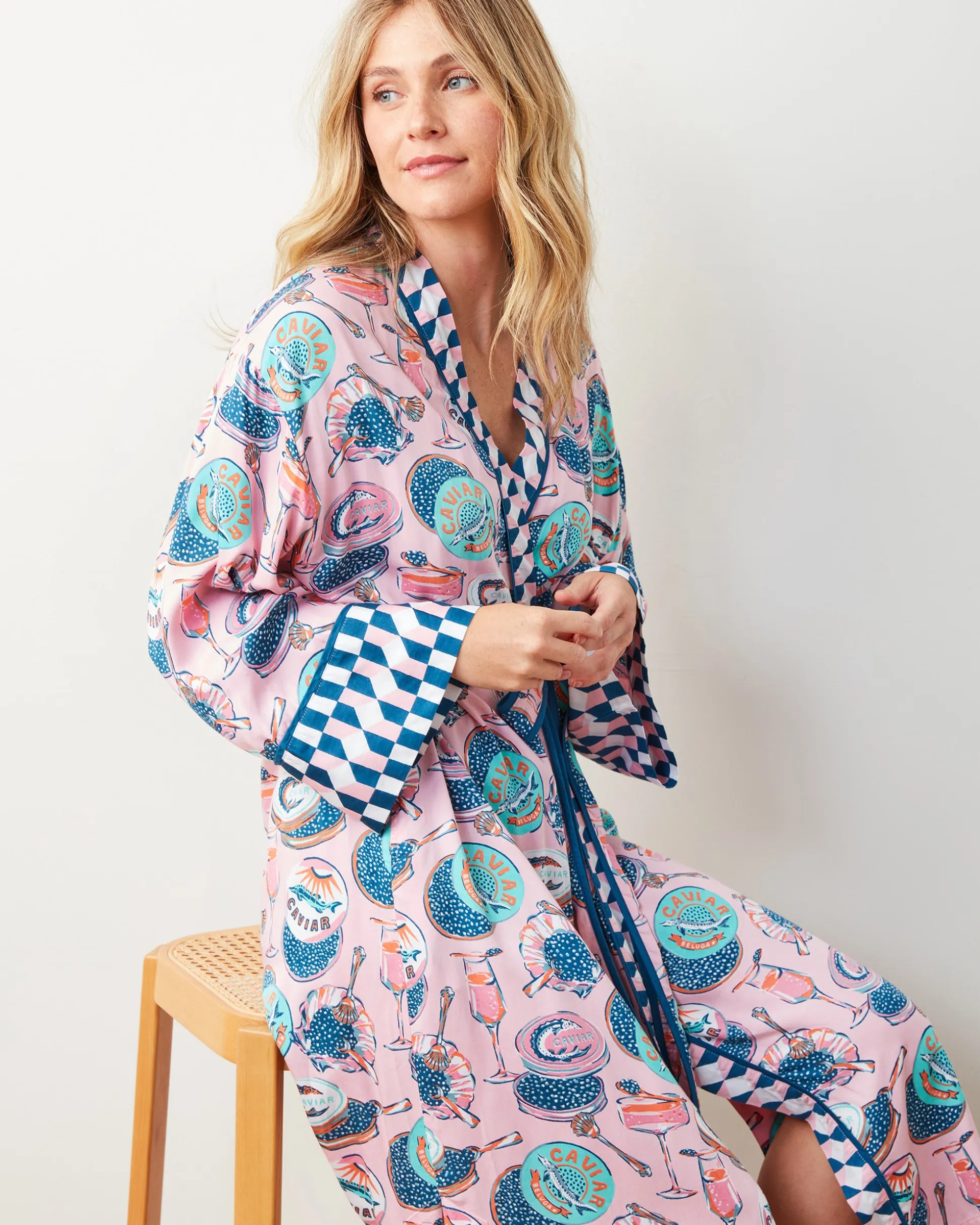 Eco Satin Robe in Champagne & Caviar