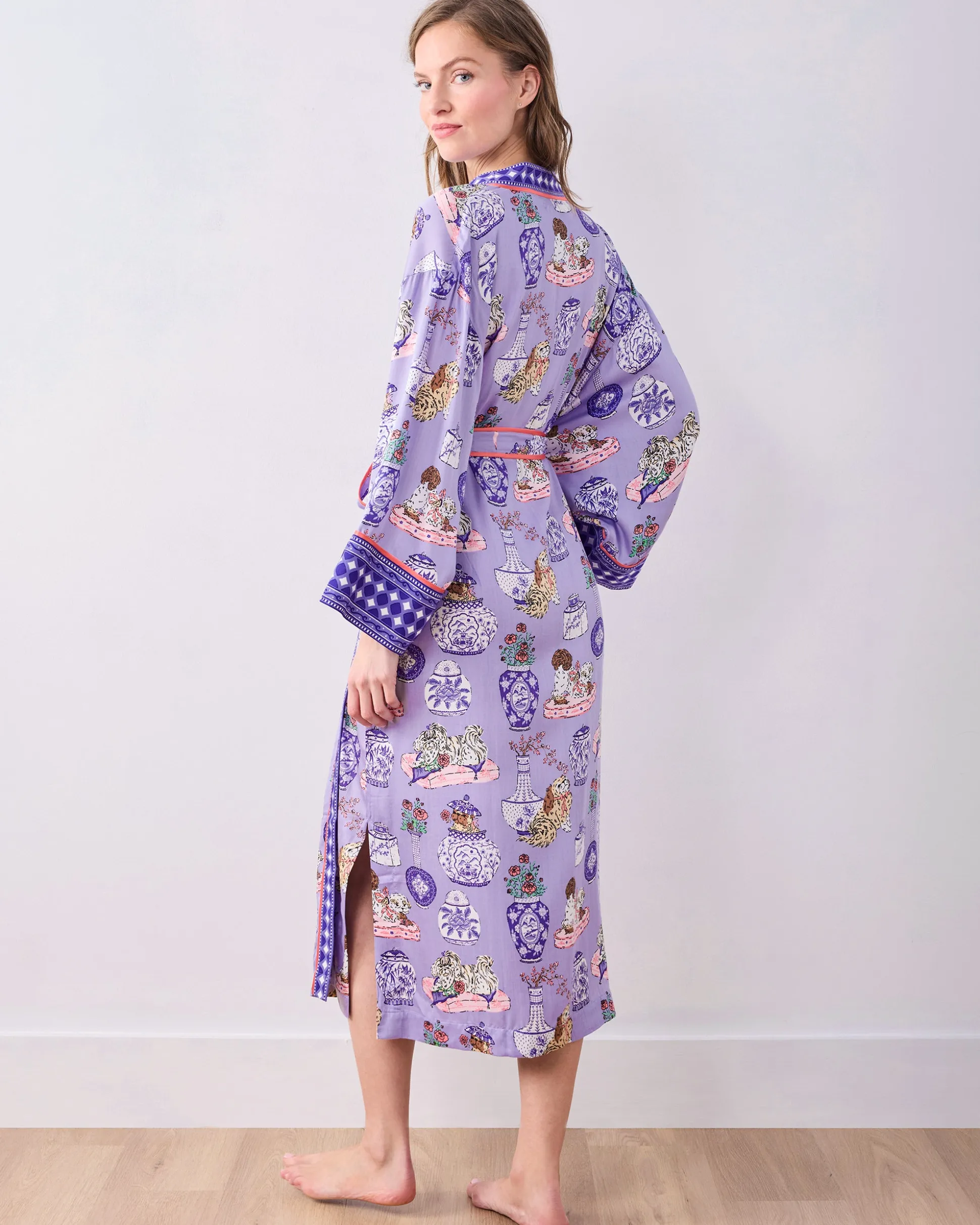 Eco Satin Robe in Fancy Dogs