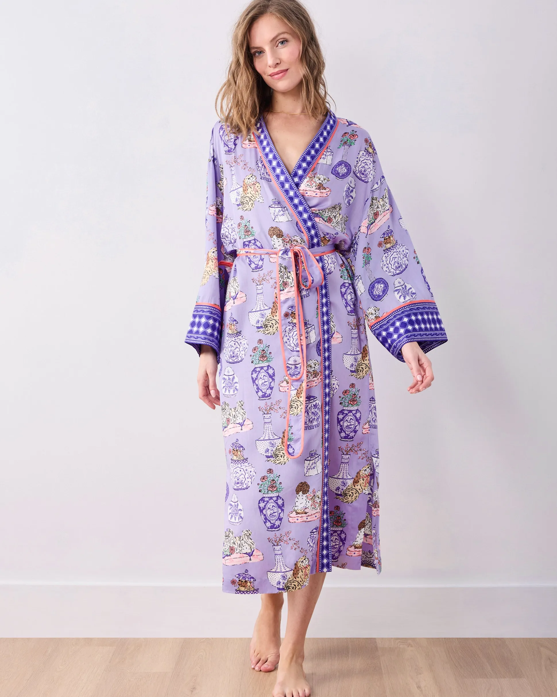 Eco Satin Robe in Fancy Dogs