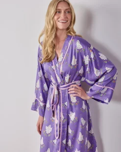 Eco Satin Robe in Gardening Ghosts