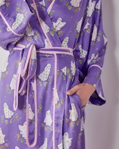 Eco Satin Robe in Gardening Ghosts