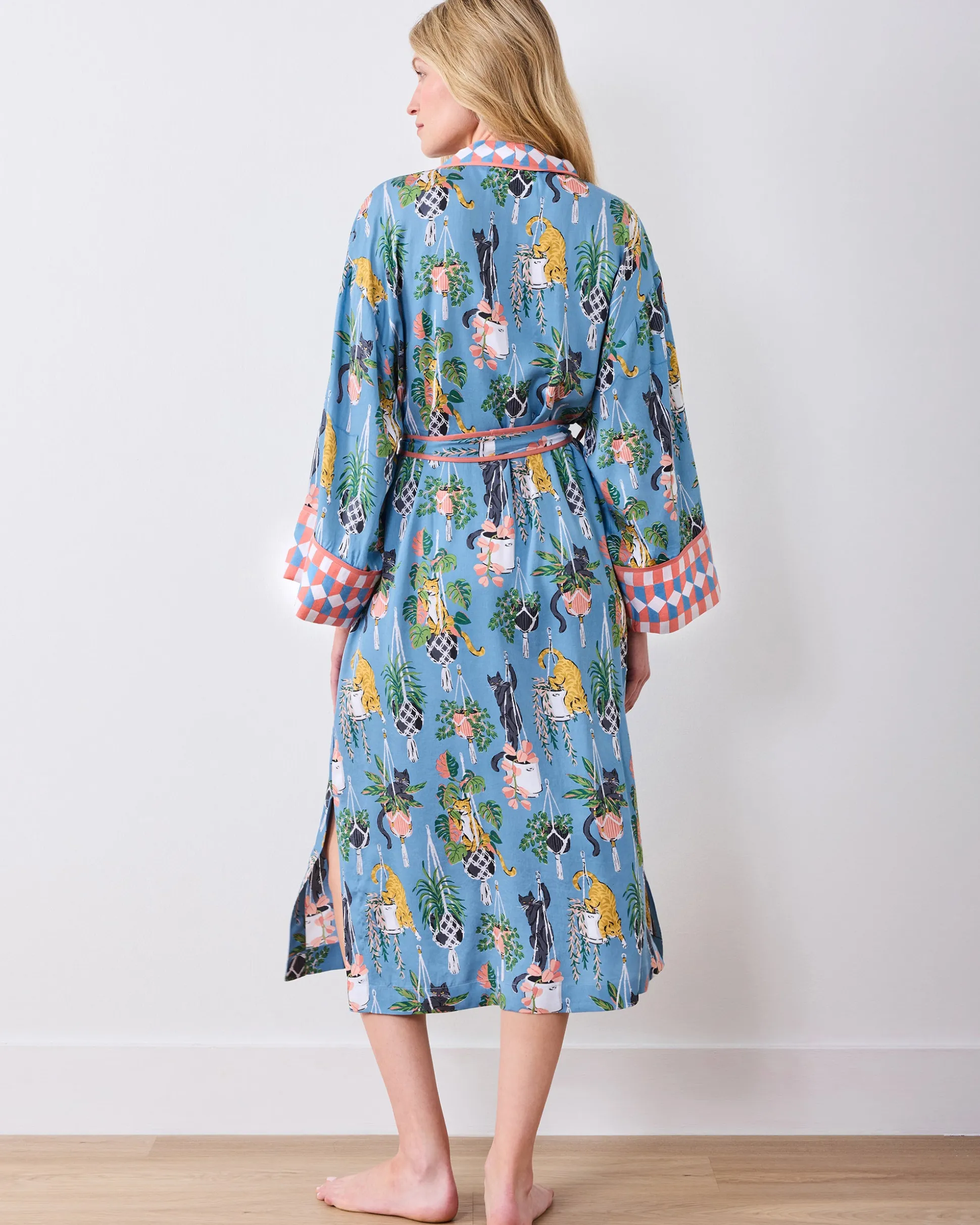 Eco Satin Robe in Macrame Mischief