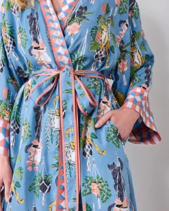 Eco Satin Robe in Macrame Mischief