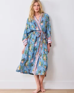 Eco Satin Robe in Macrame Mischief