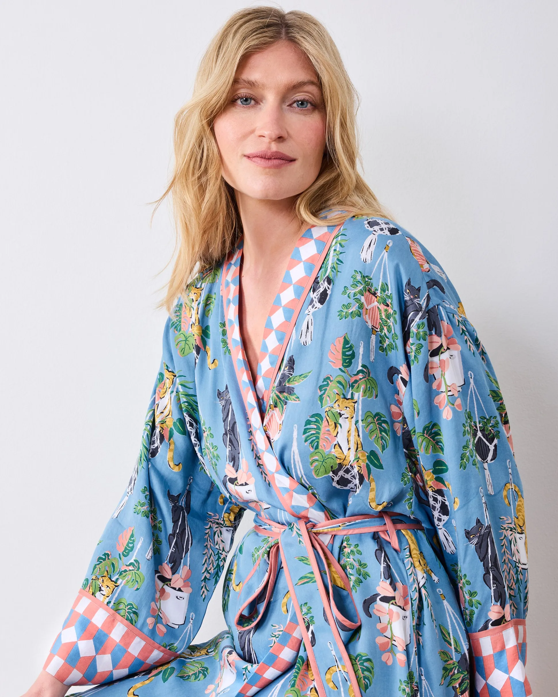 Eco Satin Robe in Macrame Mischief