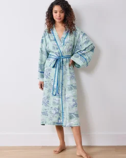 Eco Satin Robe in Mermaid Toile