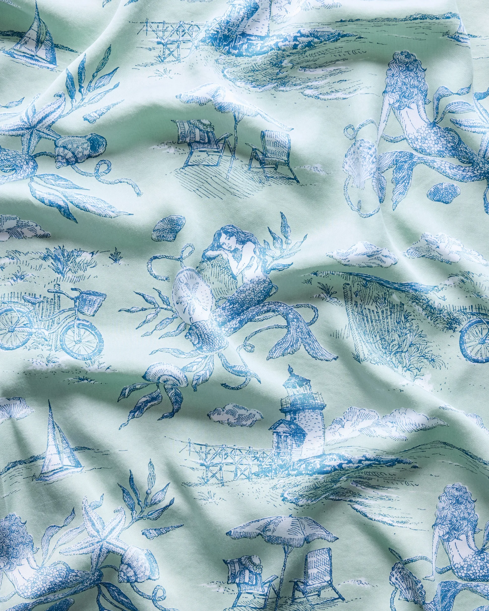 Eco Satin Robe in Mermaid Toile