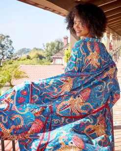 Eco Satin Robe in Octopus Isle