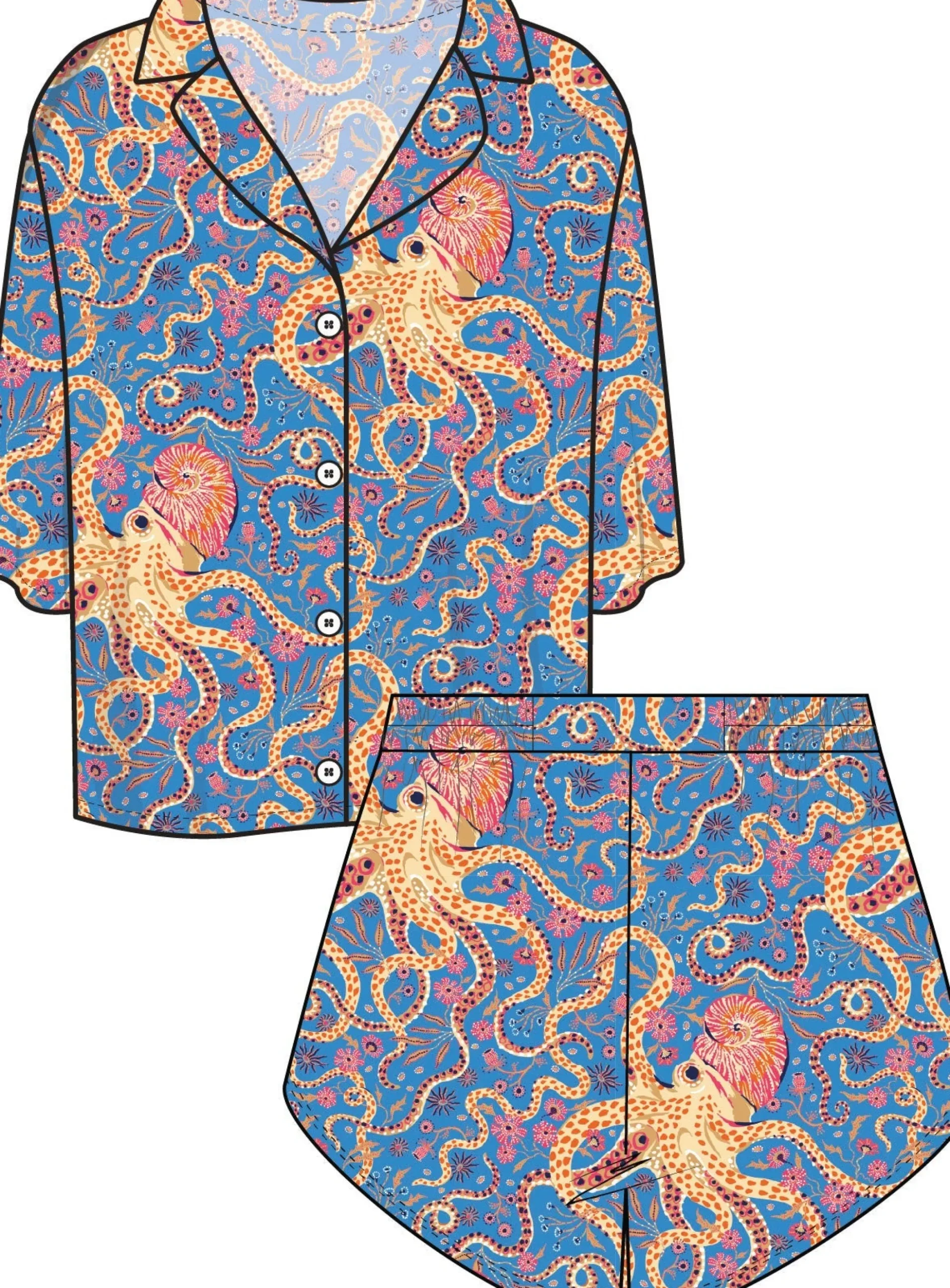 Eco Satin Sweet Dreams Set in Octopus Isle