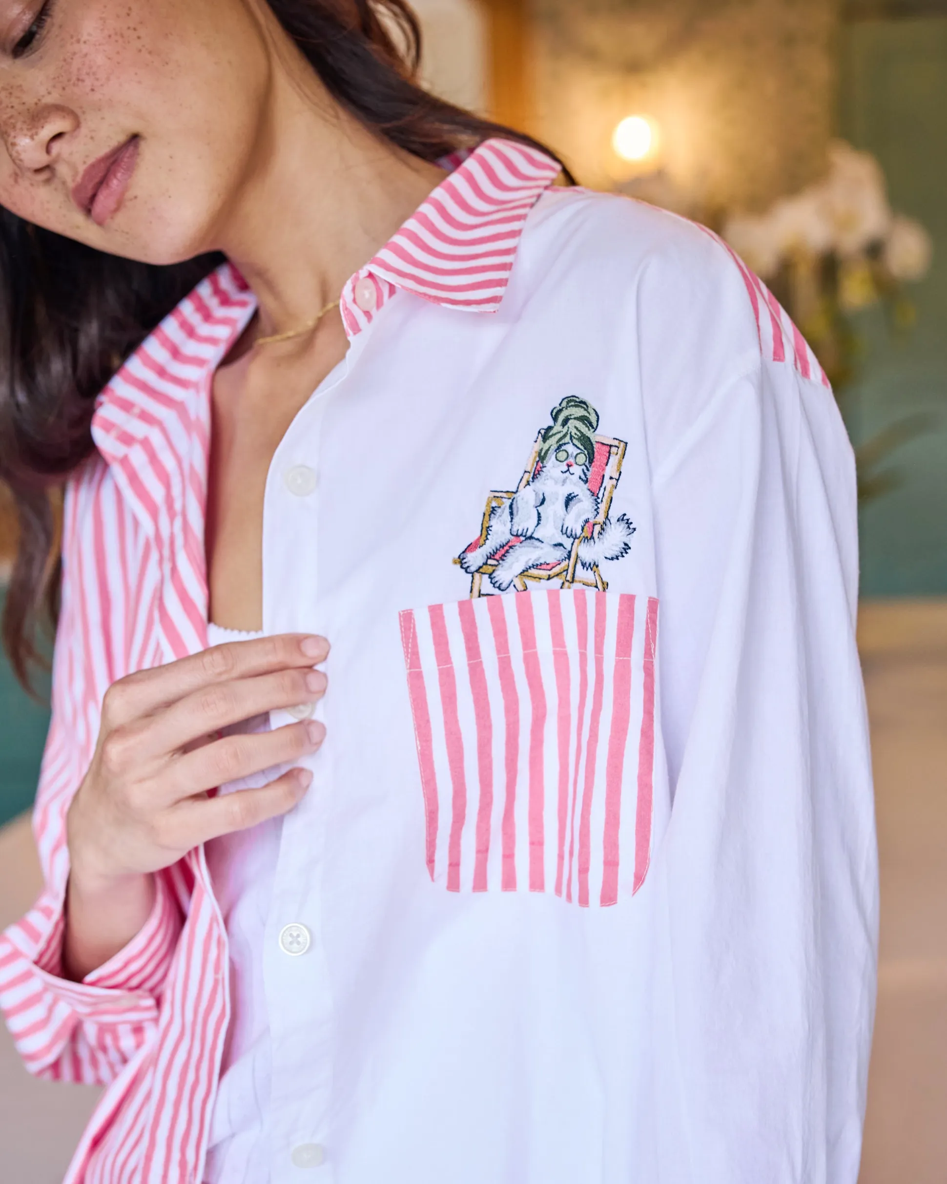 Everyday Button Down in Spa Day Stripes