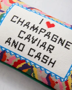 Furbish Studio Needlepoint Pillow in Caviar and Cash
