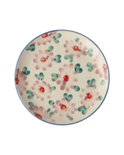 Hand Painted Ceramic Cake Plate in Floral Combo