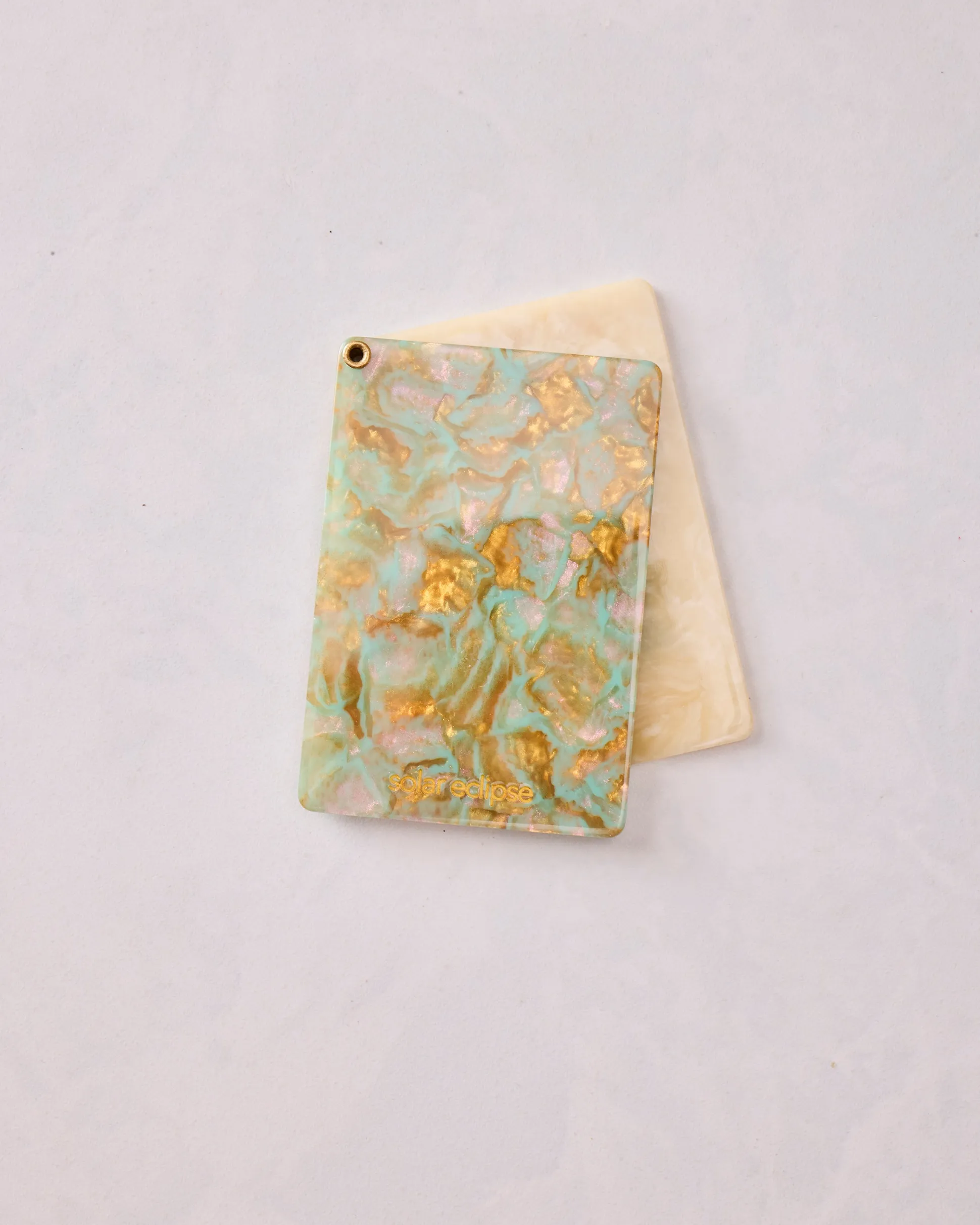 Hand Painted Flower Mahjong Compact Mirror in Ivory Combo