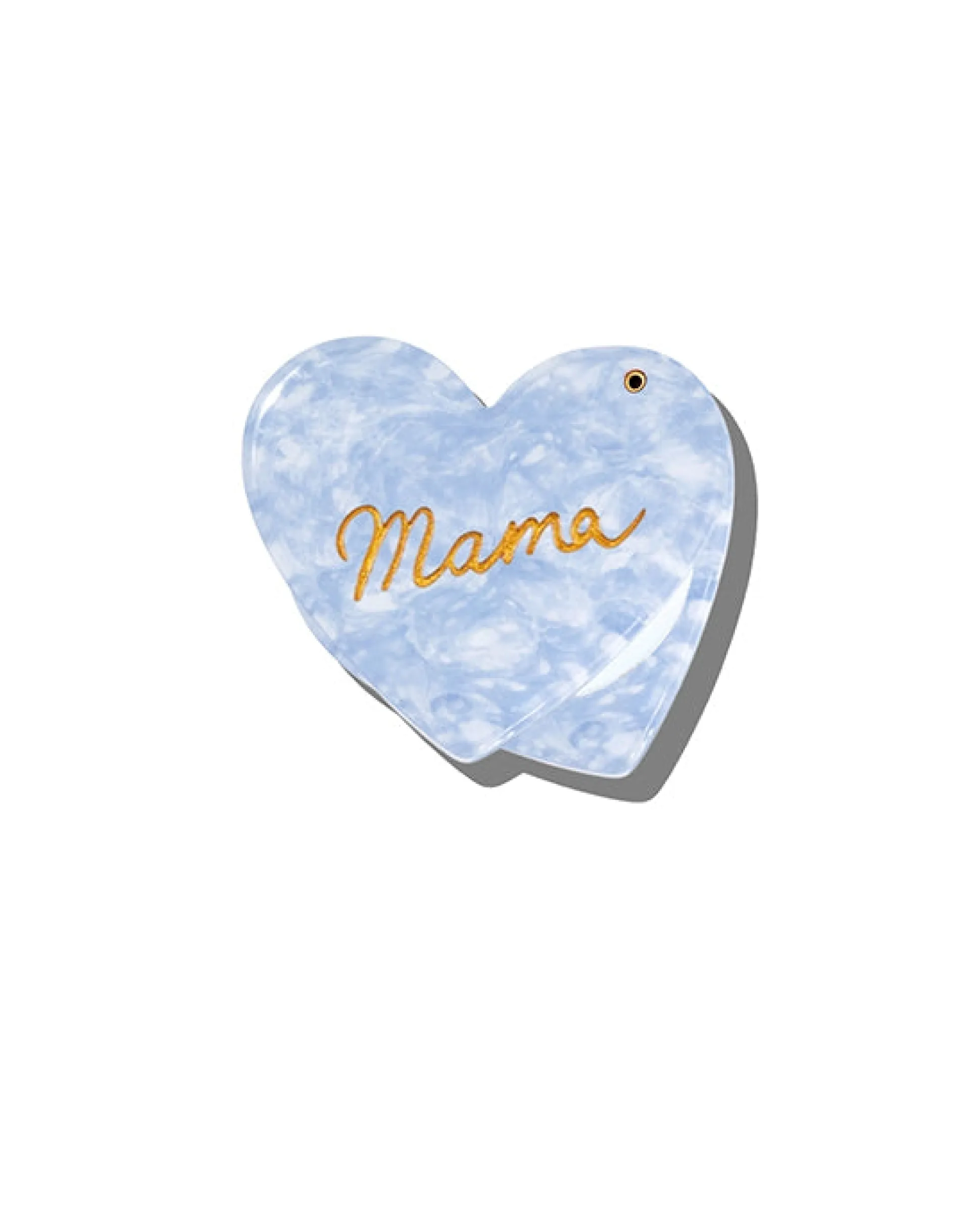 Hand Painted Mama Heart Compact Mirror in Light Blue