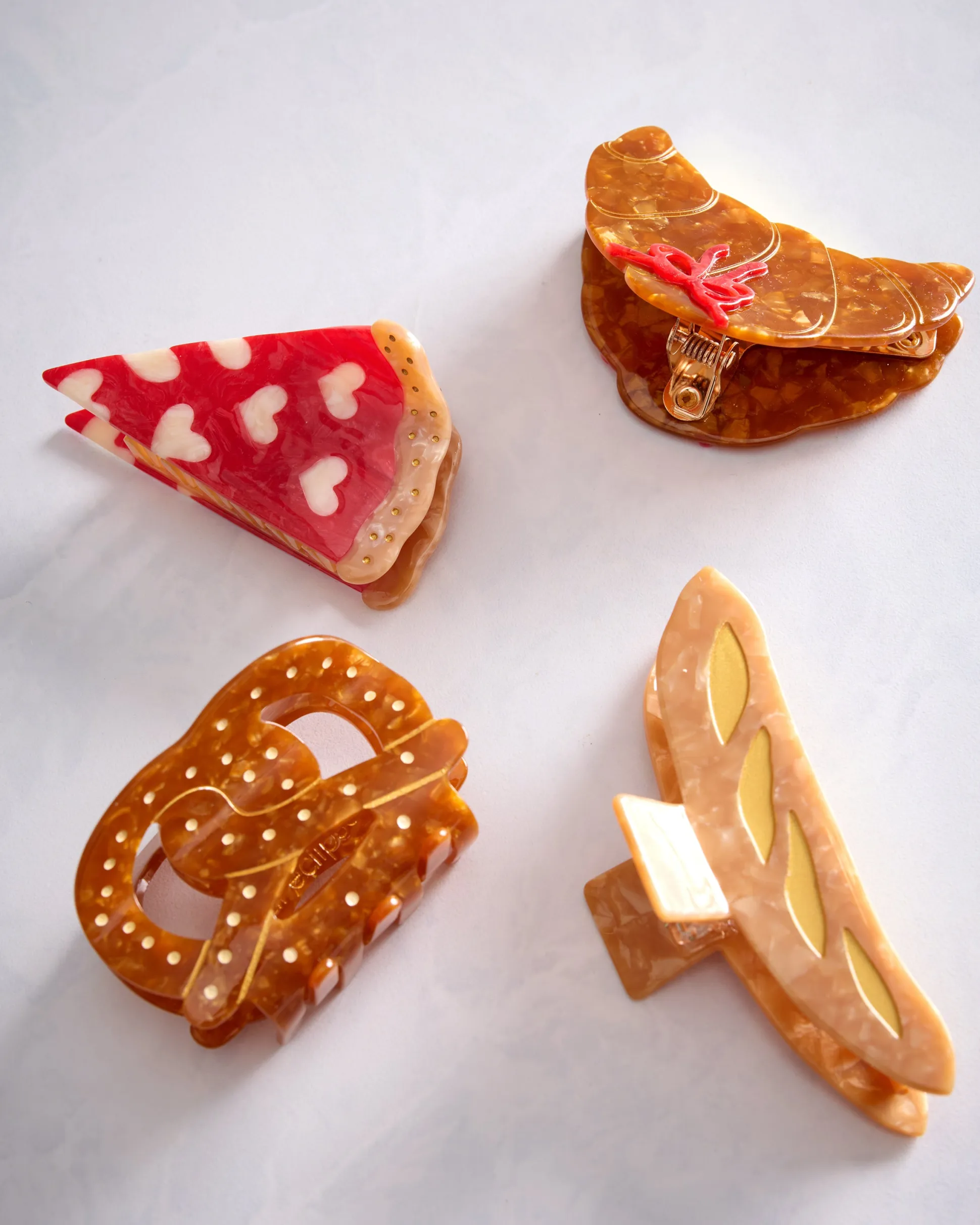 Hand Painted Pretzel Hair Claw Clip in Brown Combo