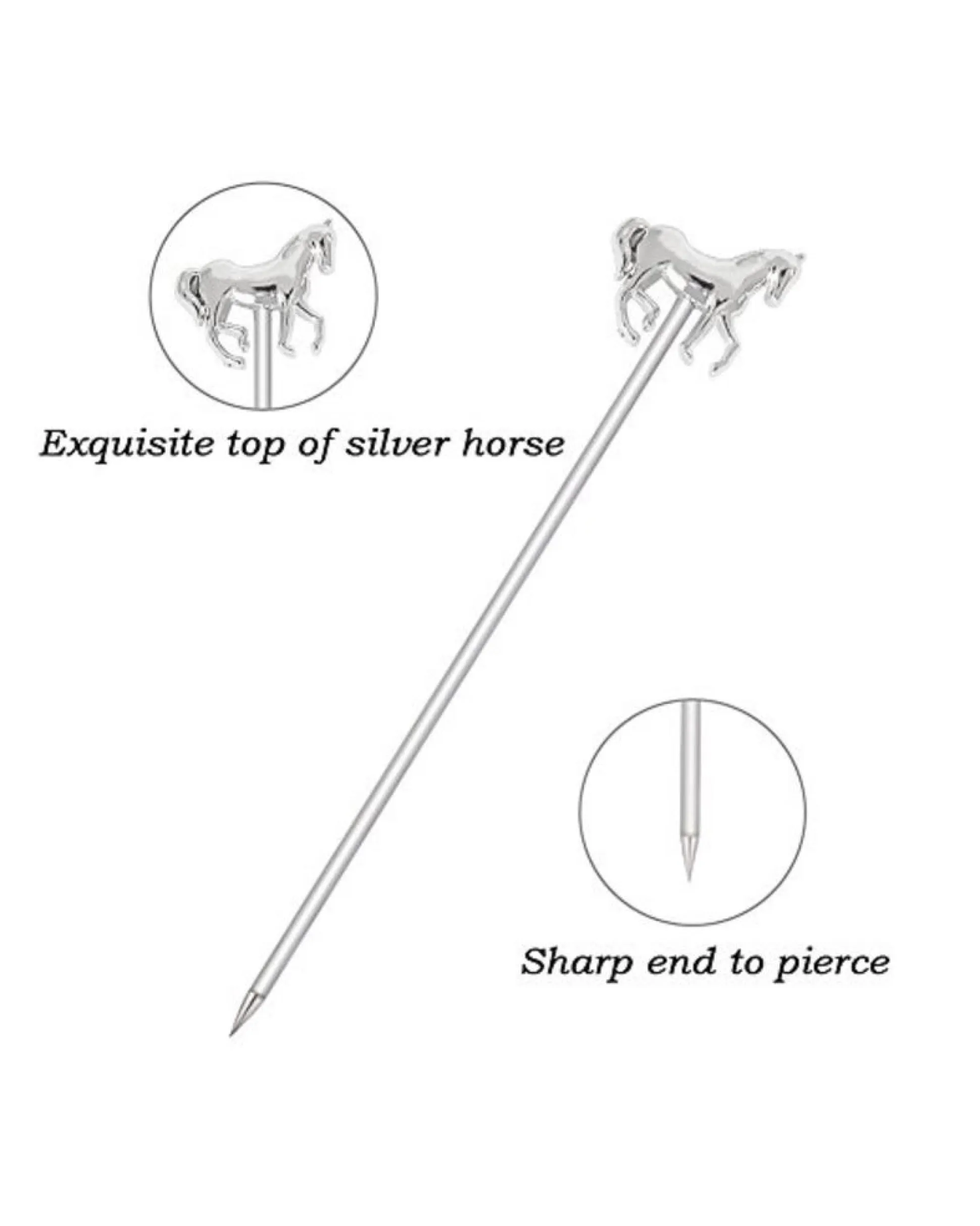 Horse Cocktail Picks Set of 5 in Silver