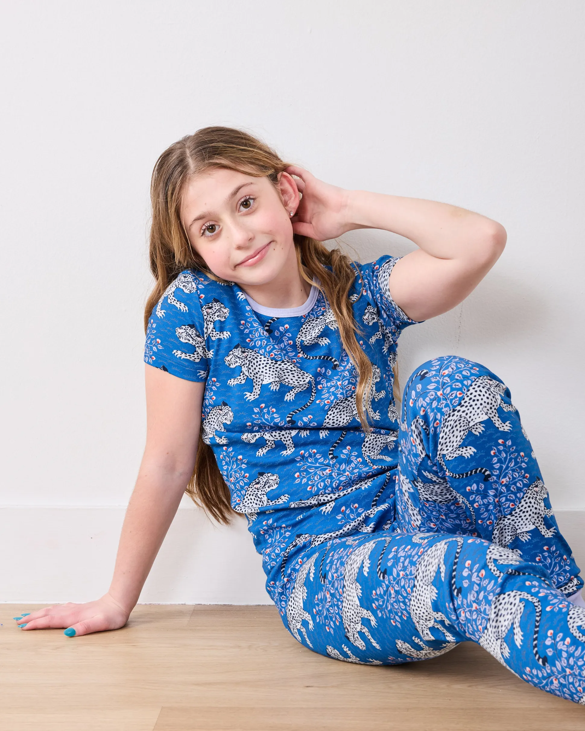 Kids Organic Pima Short Sleeve PJ Set in Bagheera