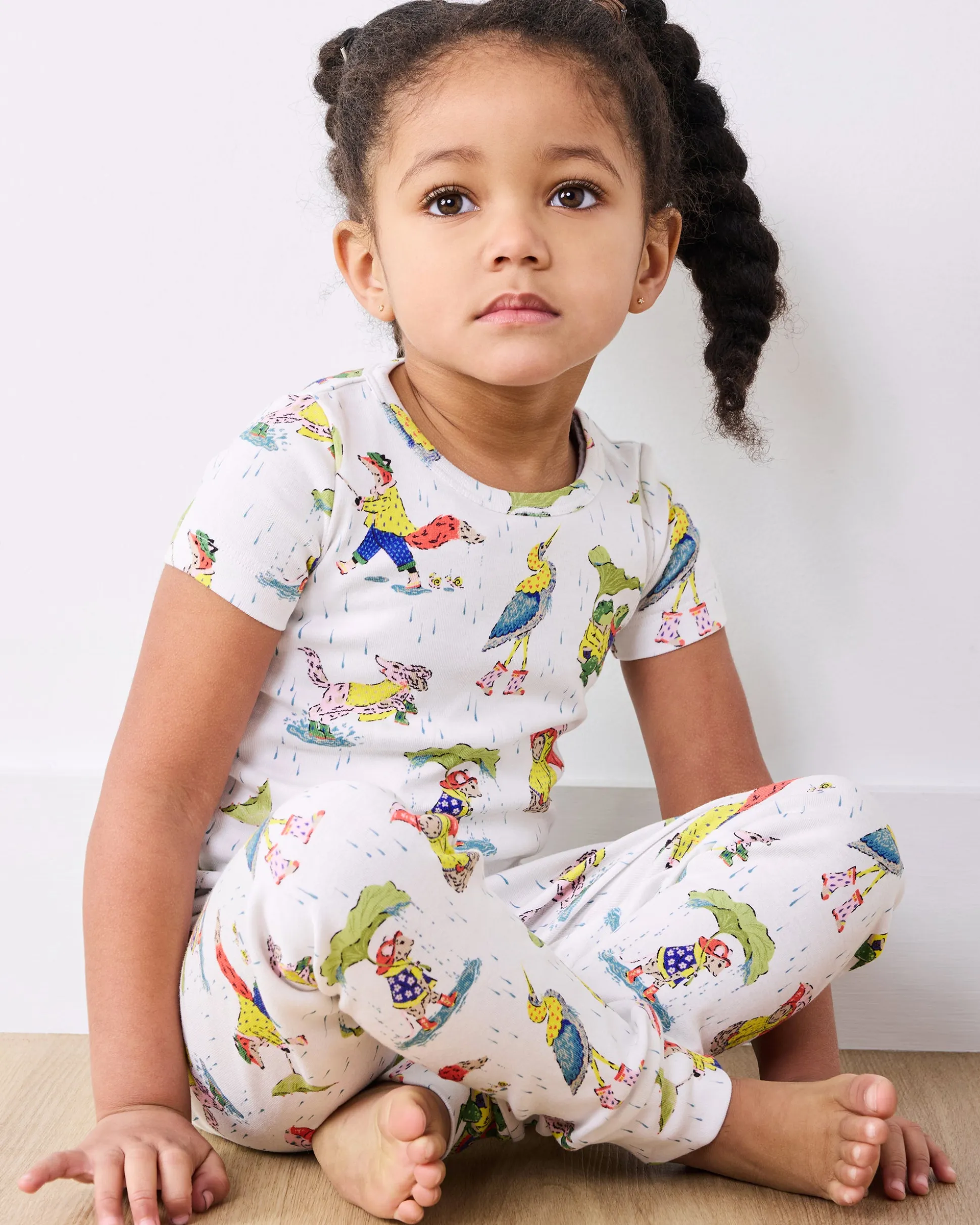 Kids Short Sleeve PJ Set in Spring Showers