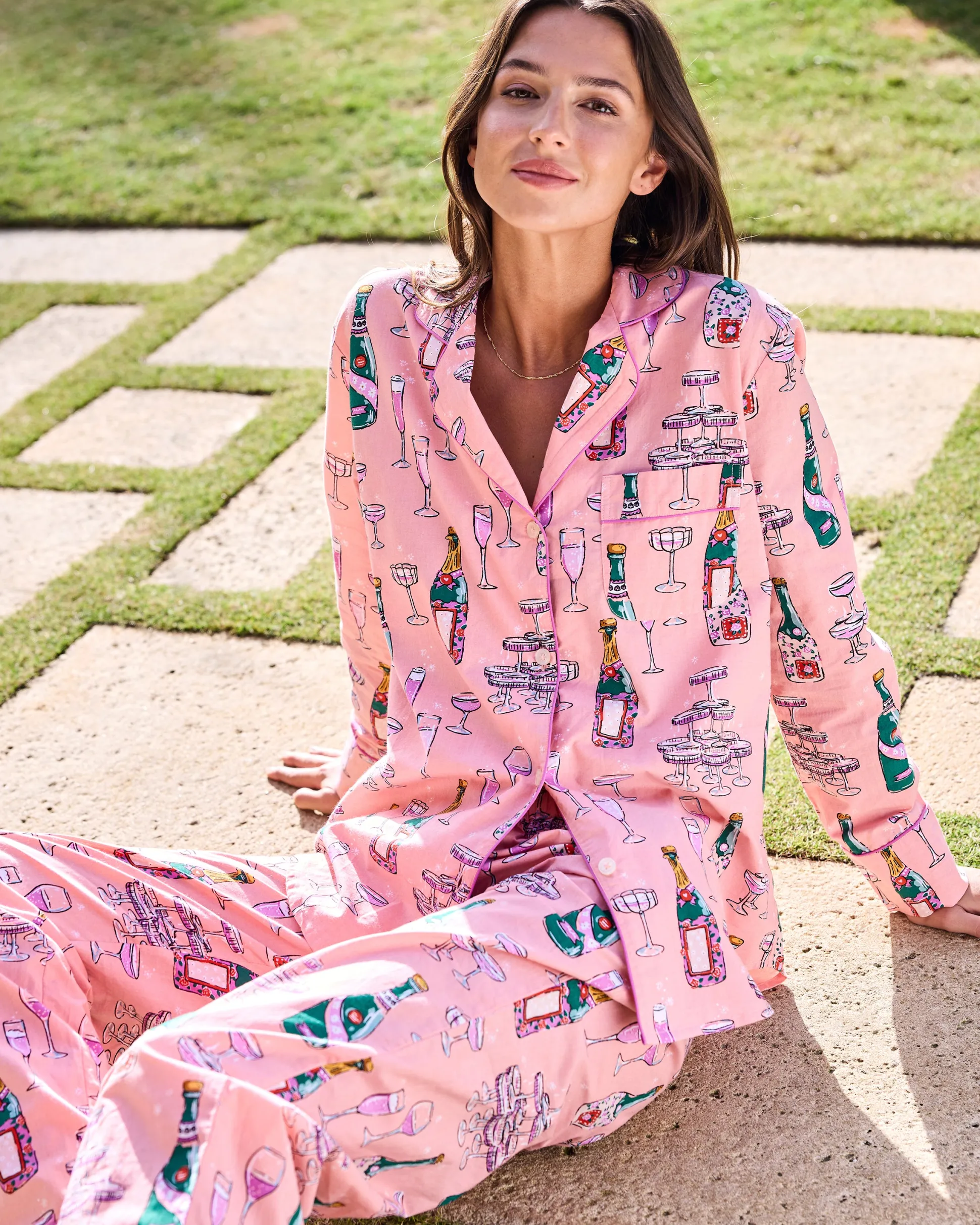 Long PJ Set in Champagne Tower