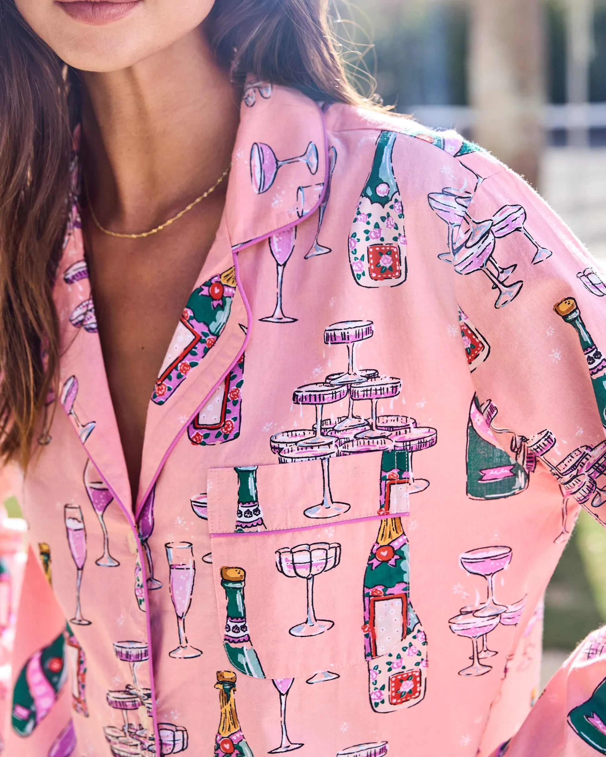 Long PJ Set in Champagne Tower