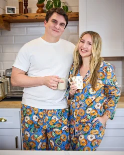 Men's Long PJ Pants in Bagels & Schmear