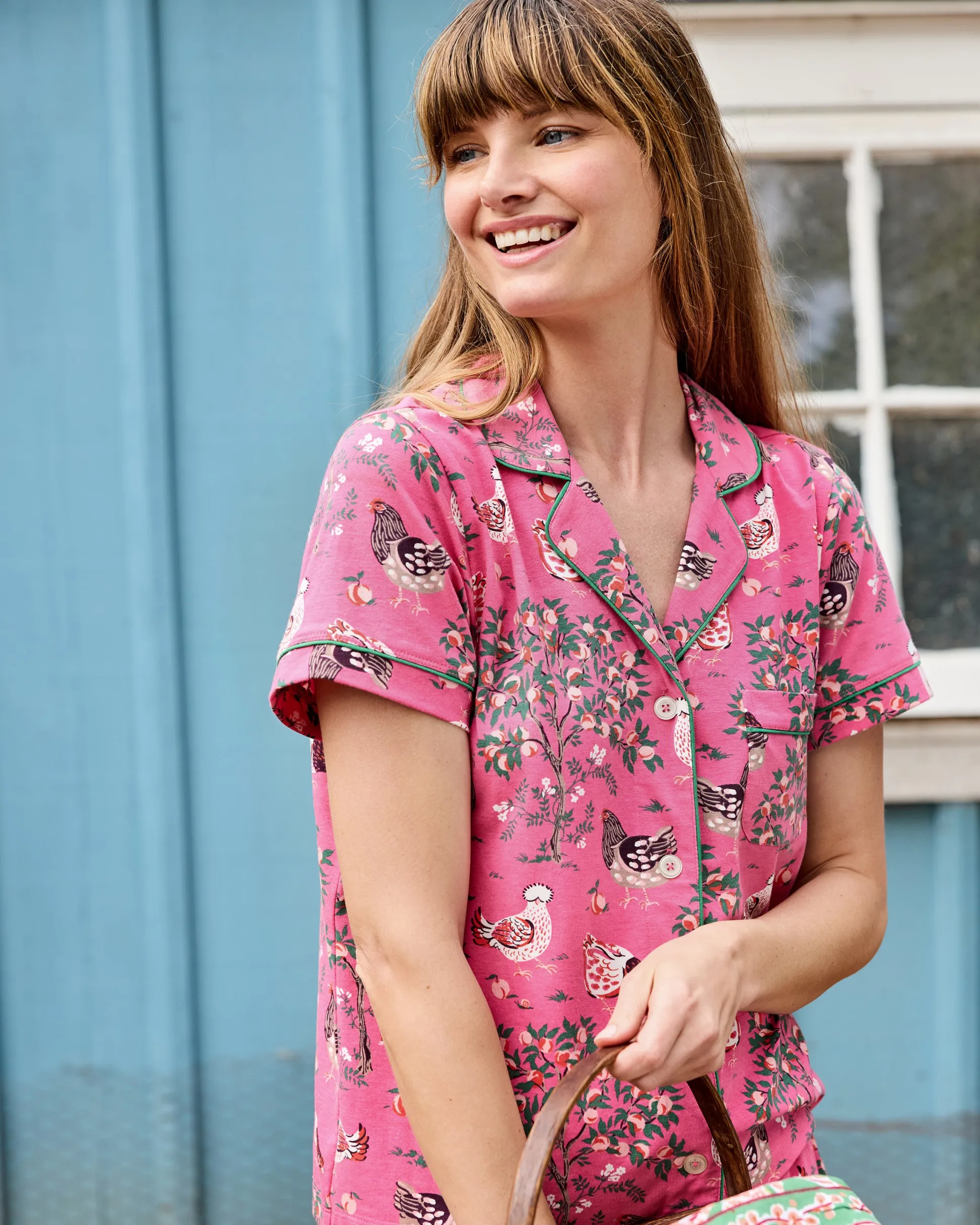 Organic Cotton Modal Knit Short PJ Set in Hen House