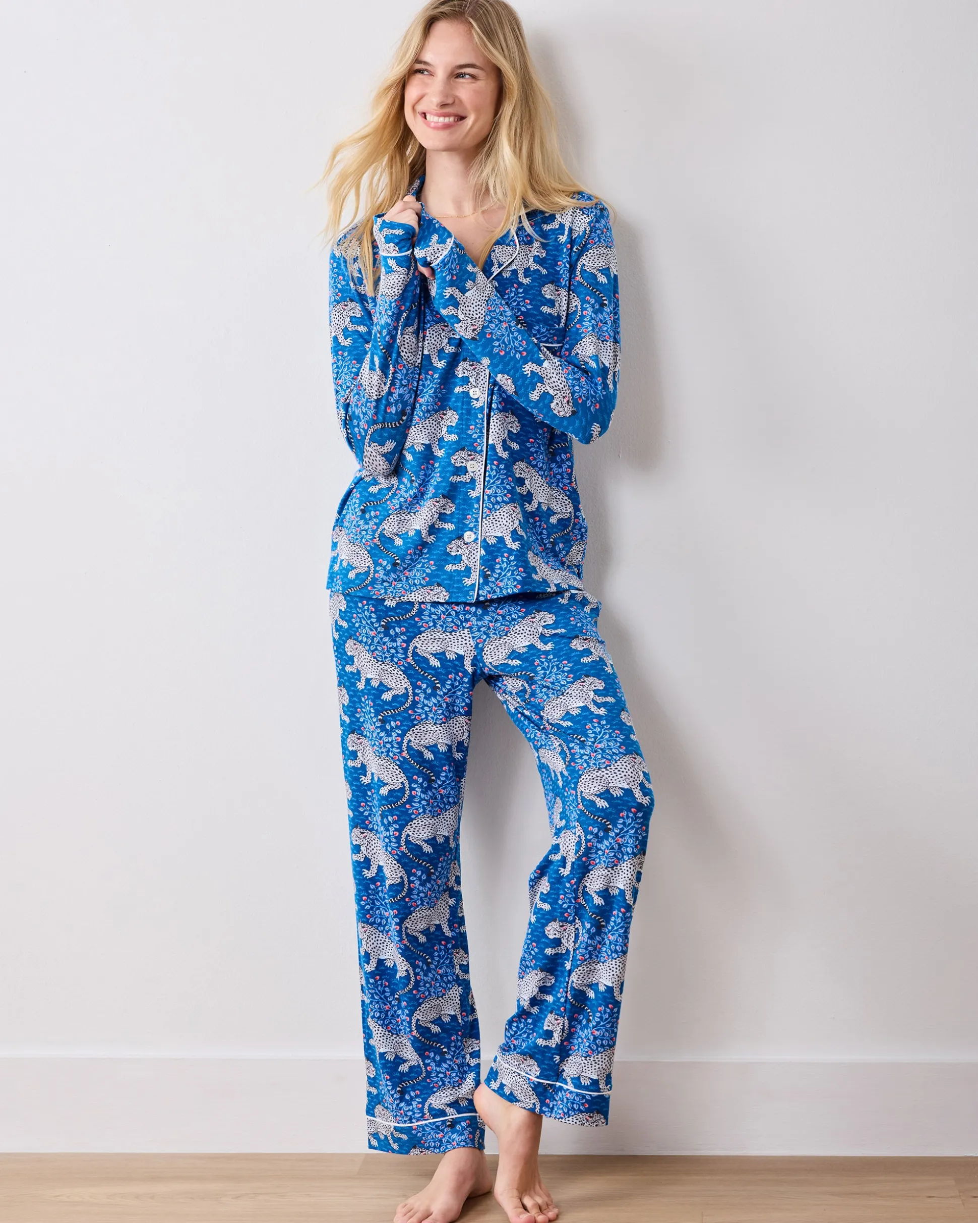 Organic Pima Modal Knit Long PJ Set in Bagheera