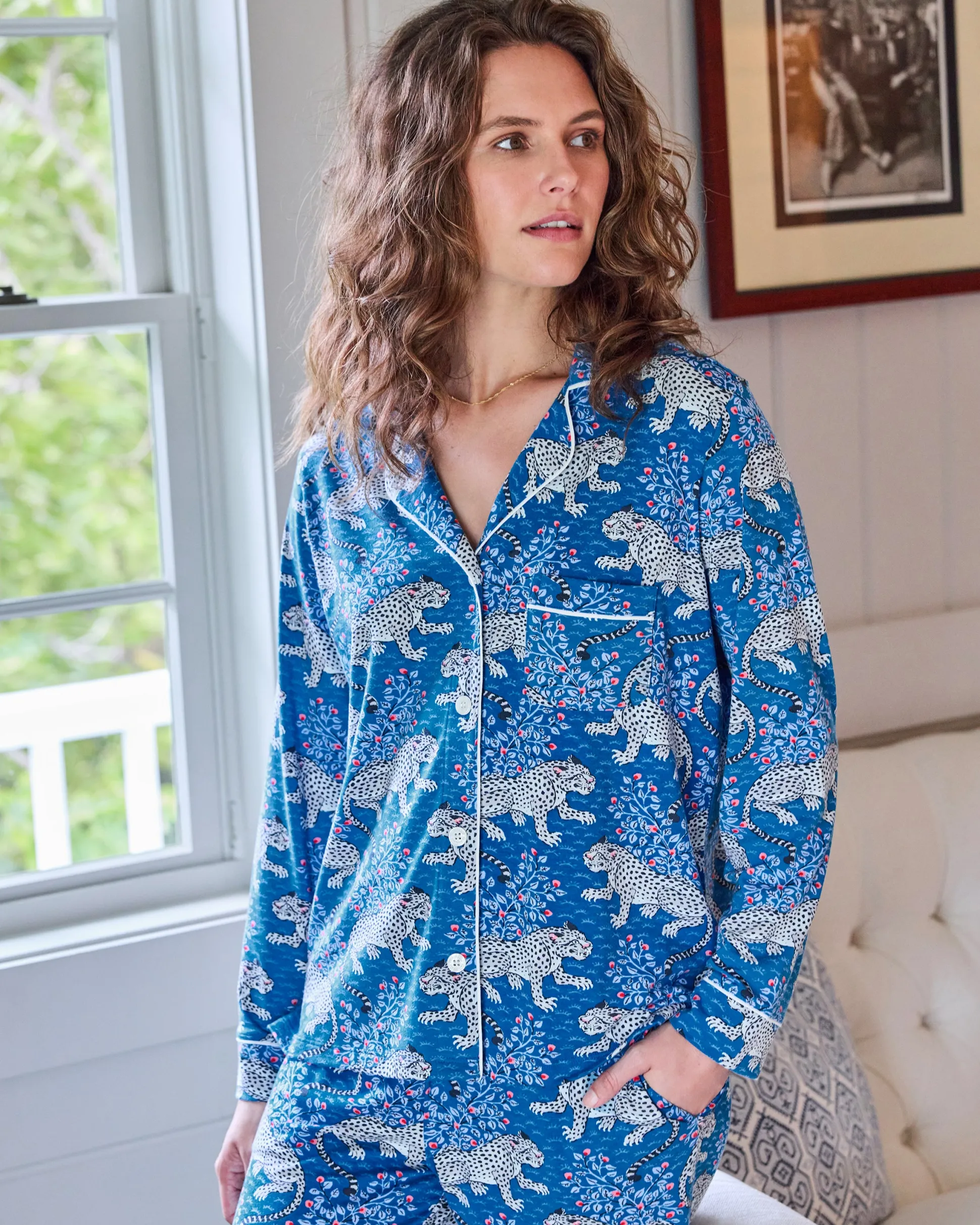 Organic Pima Modal Knit Long PJ Set in Bagheera