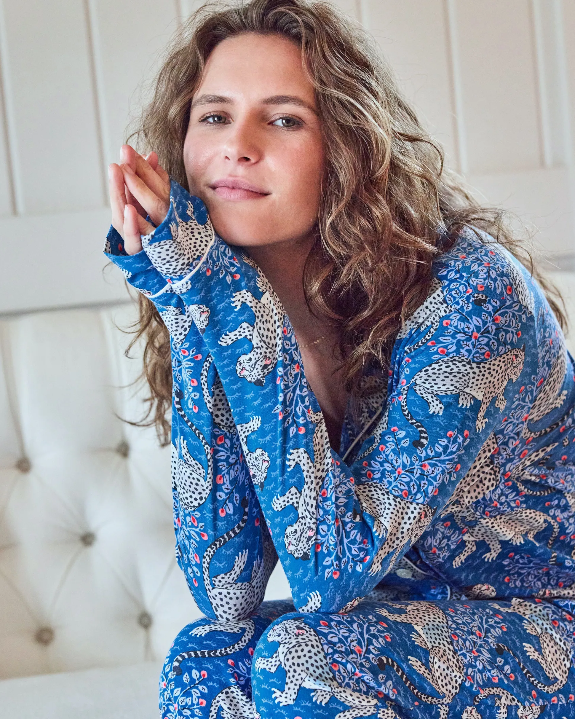 Organic Pima Modal Knit Long PJ Set in Bagheera
