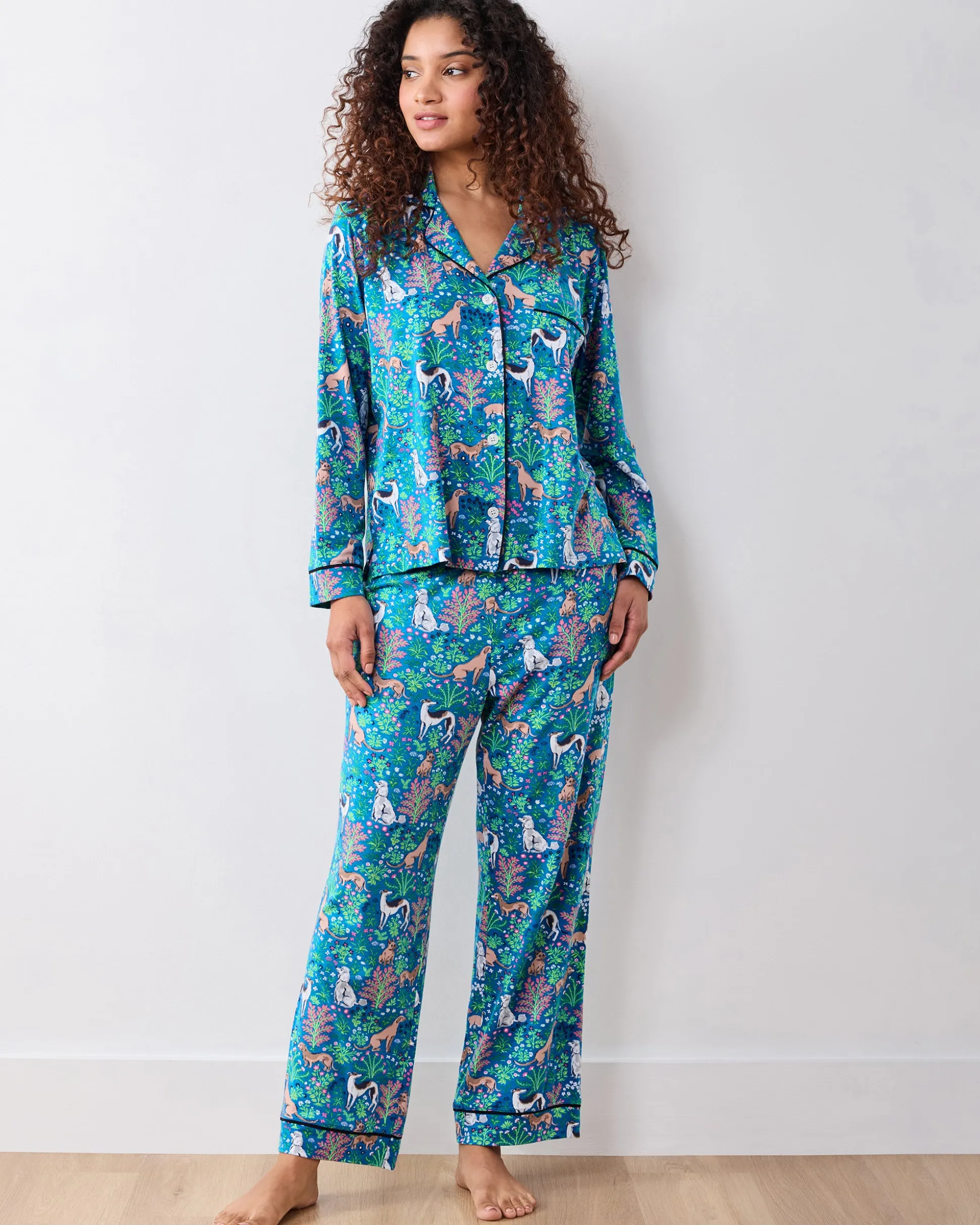 Organic Pima Modal Knit Long PJ Set in Must Love Dogs