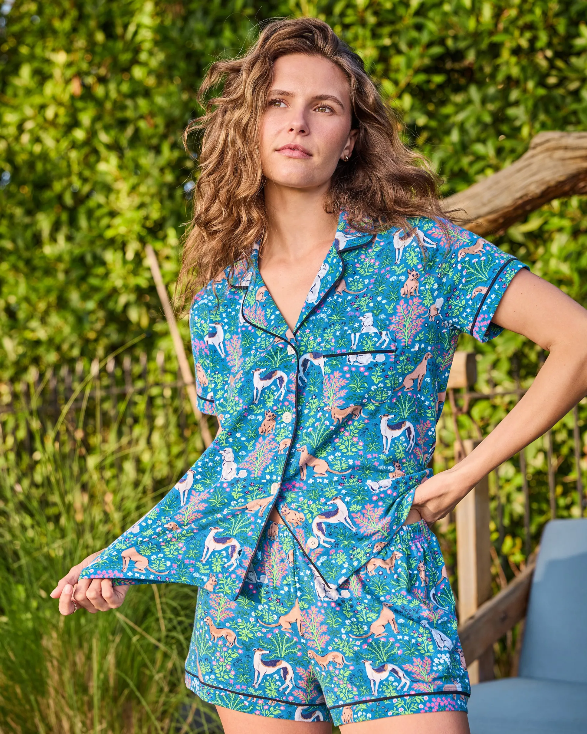 Organic Pima Modal Knit Short PJ Set in Must Love Dogs