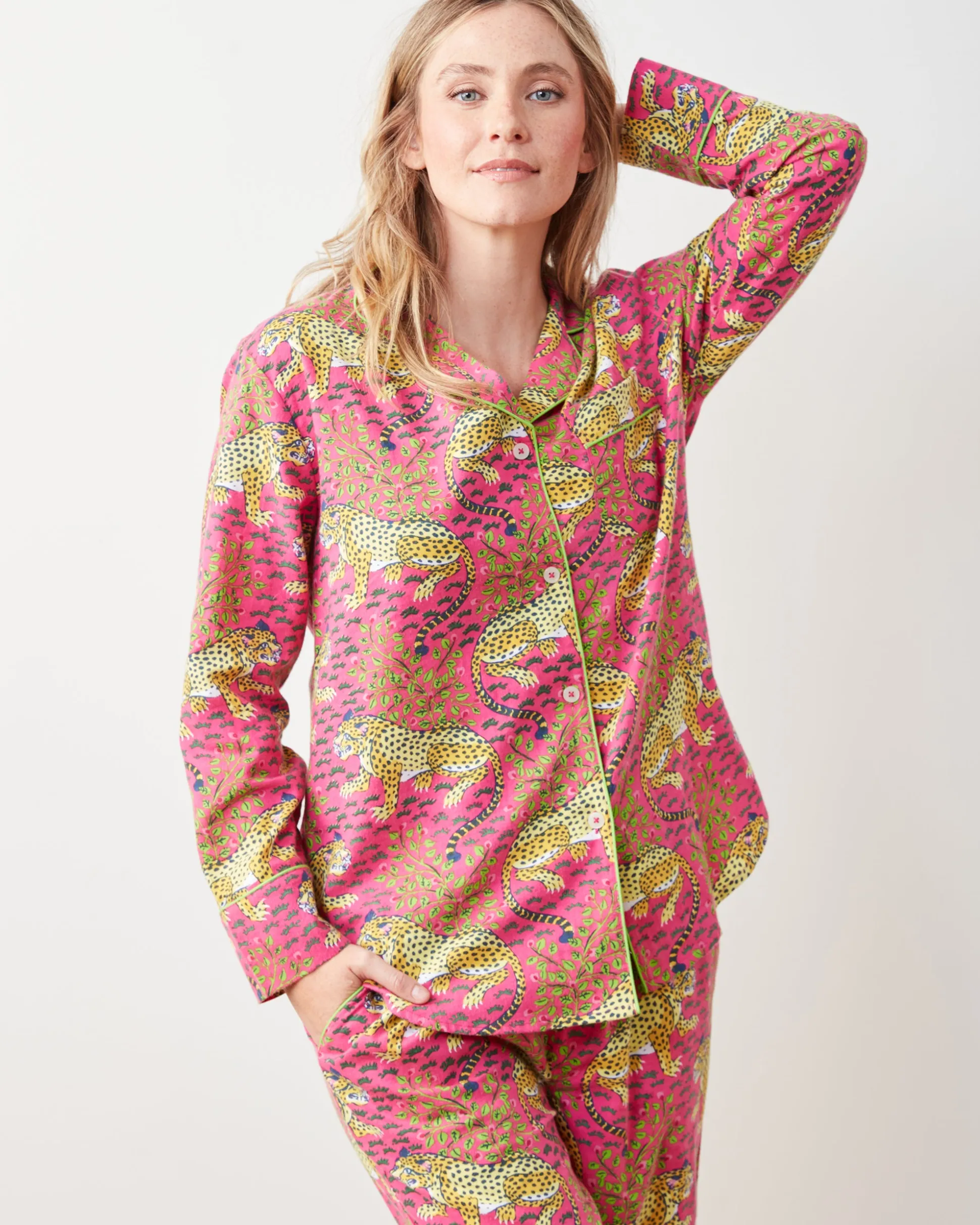 Petite Lightweight Flannel Long PJ Set in Bagheera