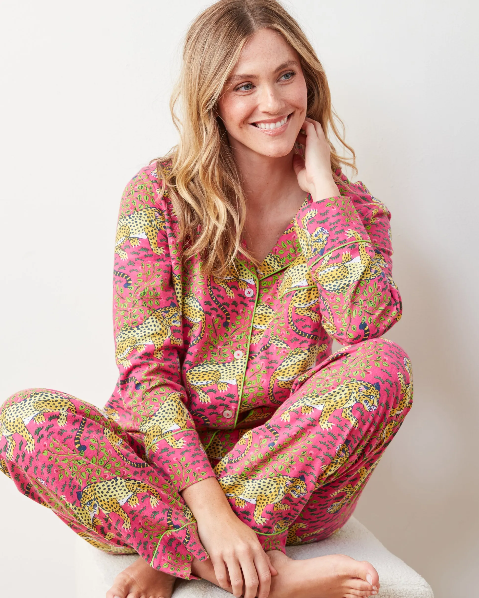 Petite Lightweight Flannel Long PJ Set in Bagheera