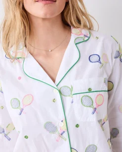 Petite Long PJ Set in Embroidered Tennis Club