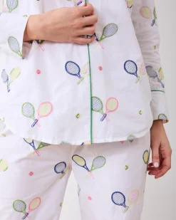 Petite Long PJ Set in Embroidered Tennis Club