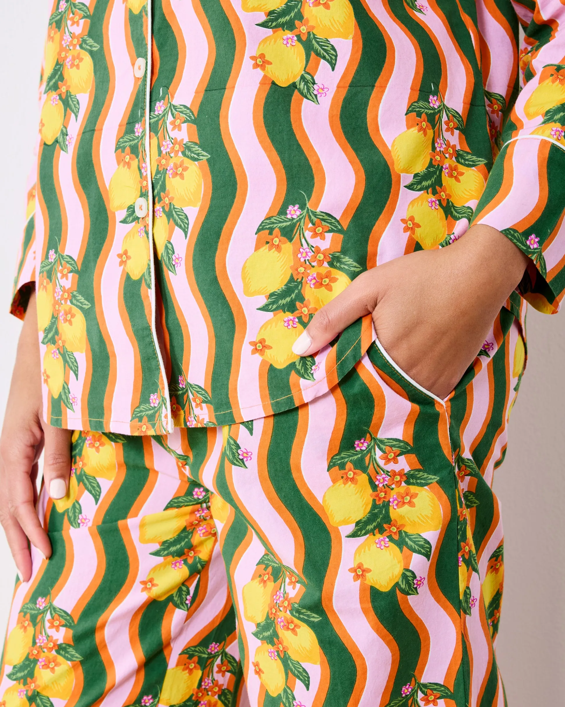 Petite Long PJ Set in Lemon Twist