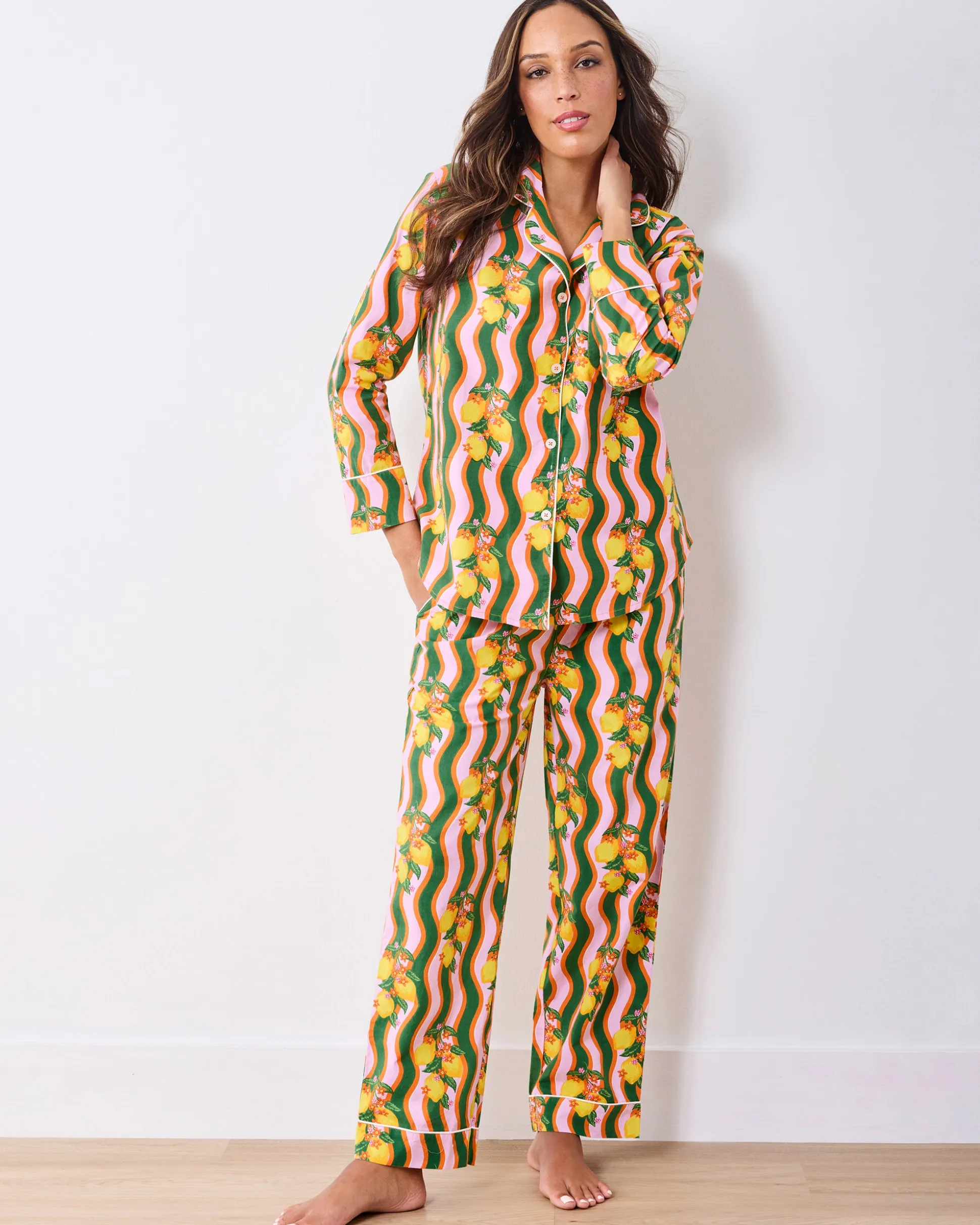 Petite Long PJ Set in Lemon Twist