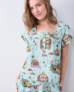 Pintuck Short Set in Reading Nook