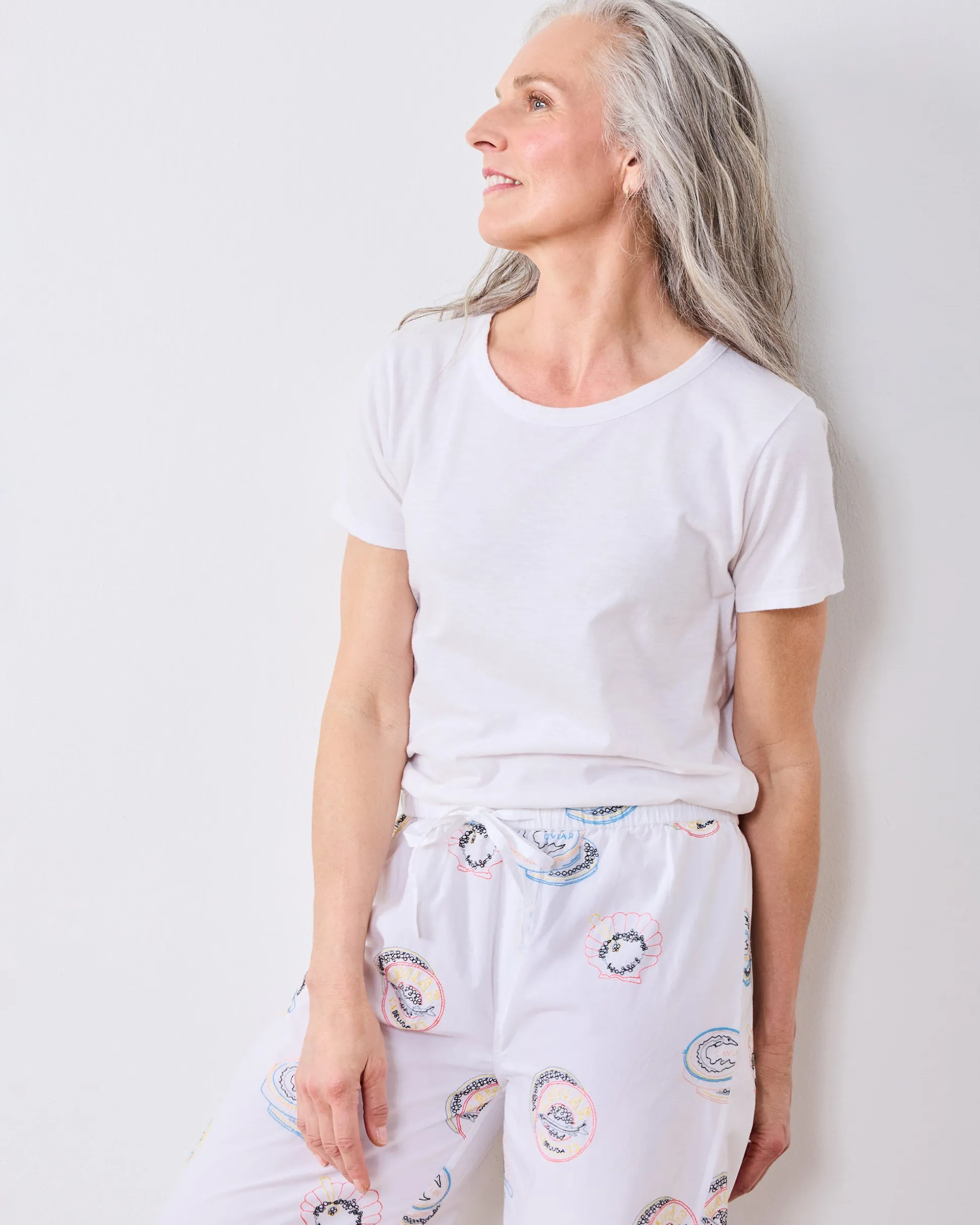 PJ Pants in Embroidered Caviar Club