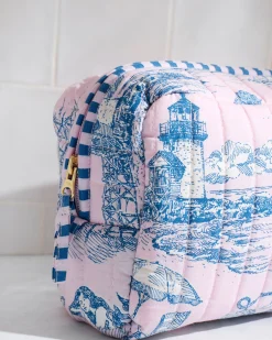 Quilted Pouch in Mermaid Toile