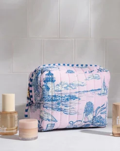 Quilted Pouch in Mermaid Toile