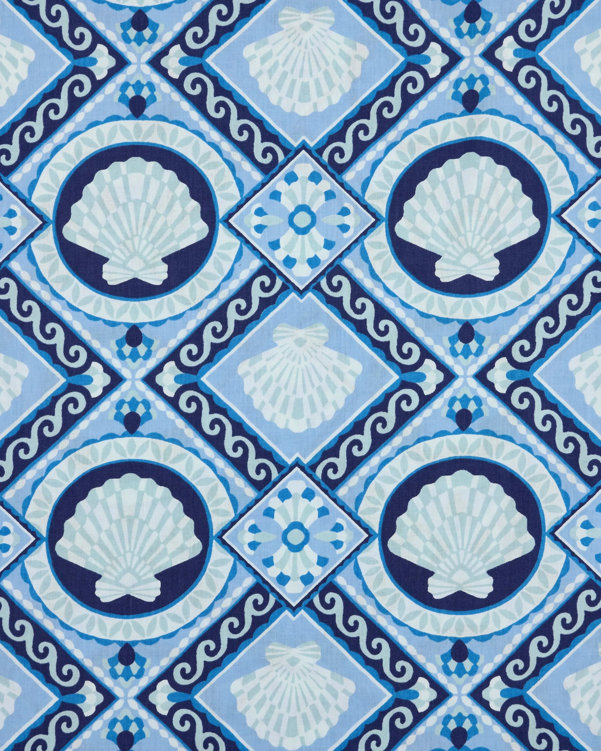 Scalloped Tote Bag in Tide & Tile