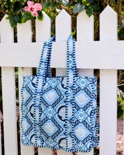 Scalloped Tote & Bucket Hat Bundle in Tide & Tile