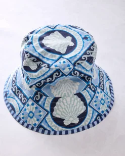 Scalloped Tote & Bucket Hat Bundle in Tide & Tile