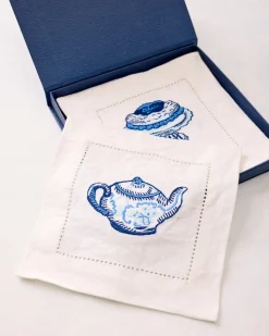 Set of 4 Cocktail Napkins in High Tea Toile